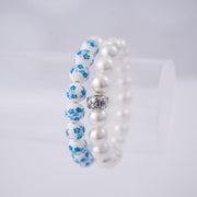 The Bed & Breakfast Shell Pearl Stretchy Bracelet with Sterling Silver Center Charm