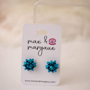 Classic Christmas Bow Stud Earrings - Blue