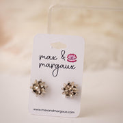 Classic Christmas Bow Stud Earrings - Silver