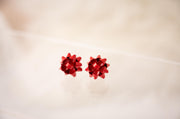 Classic Christmas Bow Stud Earrings - Red