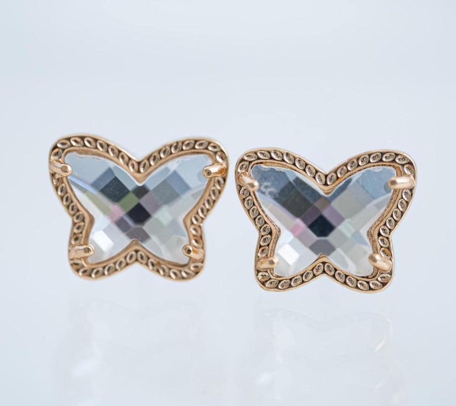 The Dichroic Glass Butterfly Dainty & Delicate Stud - Light Weight