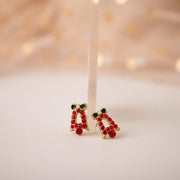 The Dainty & Delicate Tiny Zircon Christmas Bell Studs with Pearl