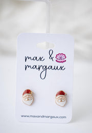 The Dainty & Delicate Tiny Santa Stud Earrings with Crystal on Tiny Hat