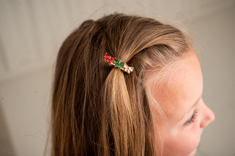 The Classic Christmas Coquette Bow Zircon Hair Clip