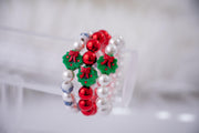 Tis The Season to Sparkle Christmas Wreath and Chinoiserie Stretchy Bracelet Stack
