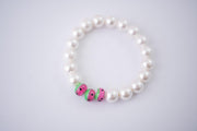 The One in a Melon Shell Pearl Stretchy Bracelet - Watermelon