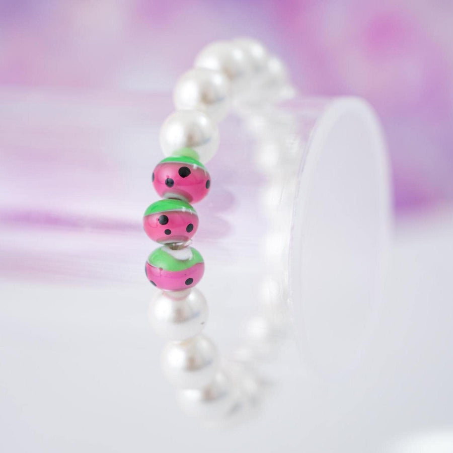 The One in a Melon Shell Pearl Stretchy Bracelet - Watermelon