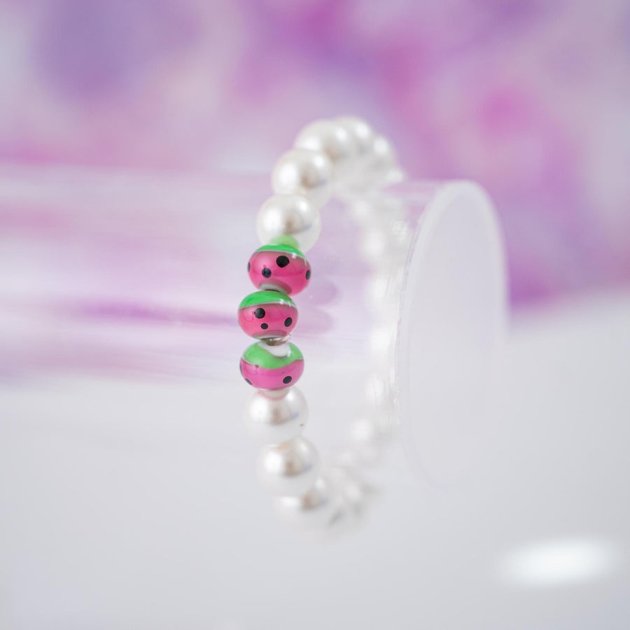 The One in a Melon Shell Pearl Stretchy Bracelet - Watermelon
