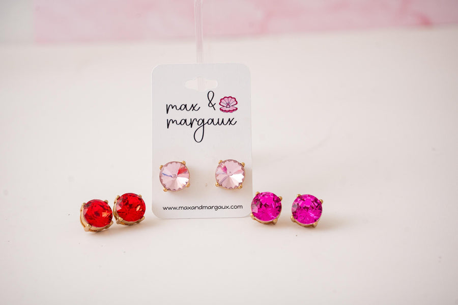 The Marisol Large Statement Stud Earrings in Boomer Sooner OU Red