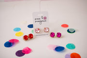 The Marisol Large Statement Stud Earrings in Hot Pink