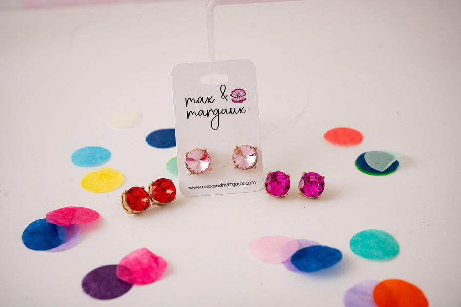 The Marisol Large Statement Stud Earrings in Hot Pink