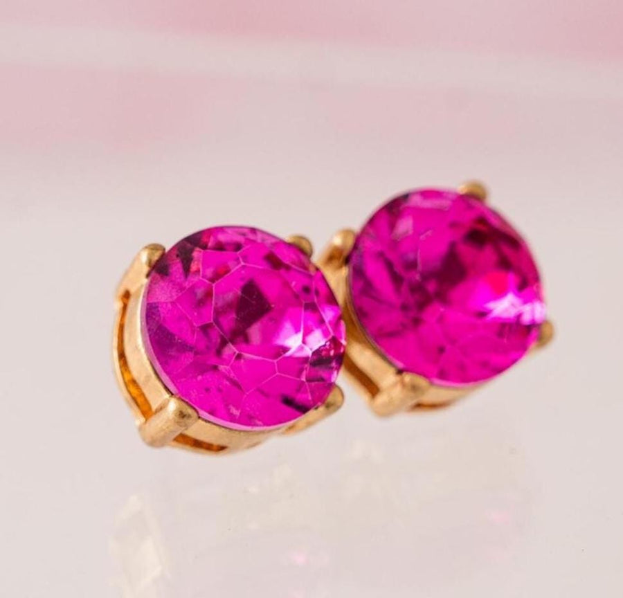 The Marisol Large Statement Stud Earrings in Hot Pink