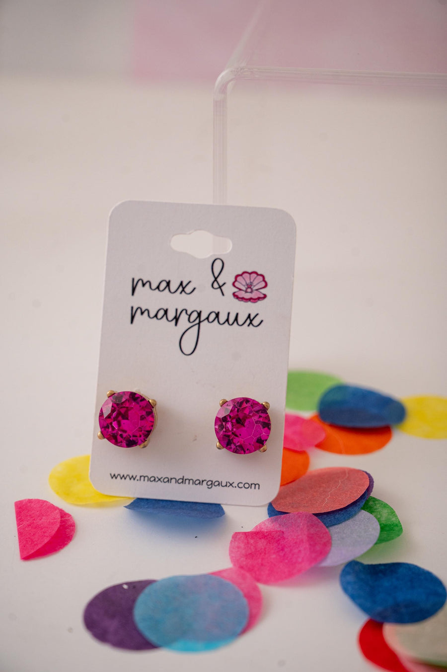 The Marisol Large Statement Stud Earrings in Hot Pink