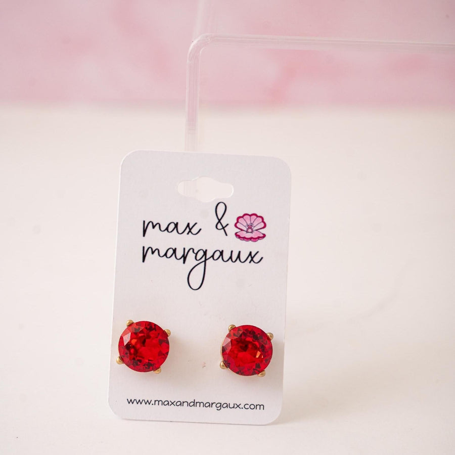 The Marisol Large Statement Stud Earrings in Boomer Sooner OU Red