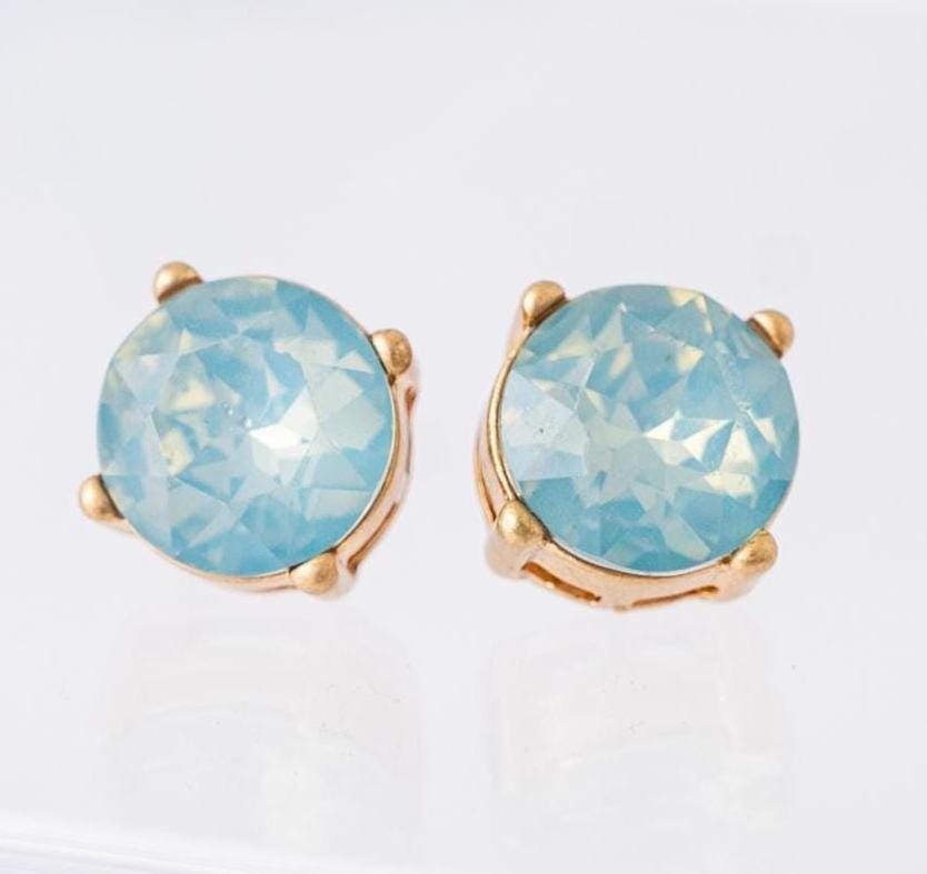 The Marisol Large Statement Stud Earrings in Cloudless Blue Opal