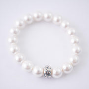 The Bed & Breakfast Shell Pearl Stretchy Bracelet with Sterling Silver Center Charm