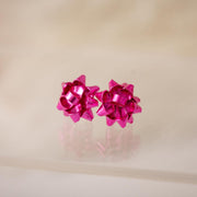 Classic Christmas Bow Stud Earrings - Pink