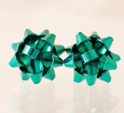 Classic Christmas Bow Stud Earrings - Green