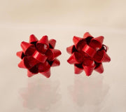 Classic Christmas Bow Stud Earrings - Red