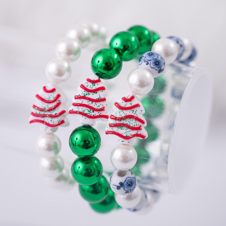 Under the Mistletoe Little Debbie Christmas Tree and Chinoiserie Stretchy Bracelet Stack