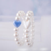 The It's in the Air Hand Painted Hearts Stretchy Pearl Bracelet