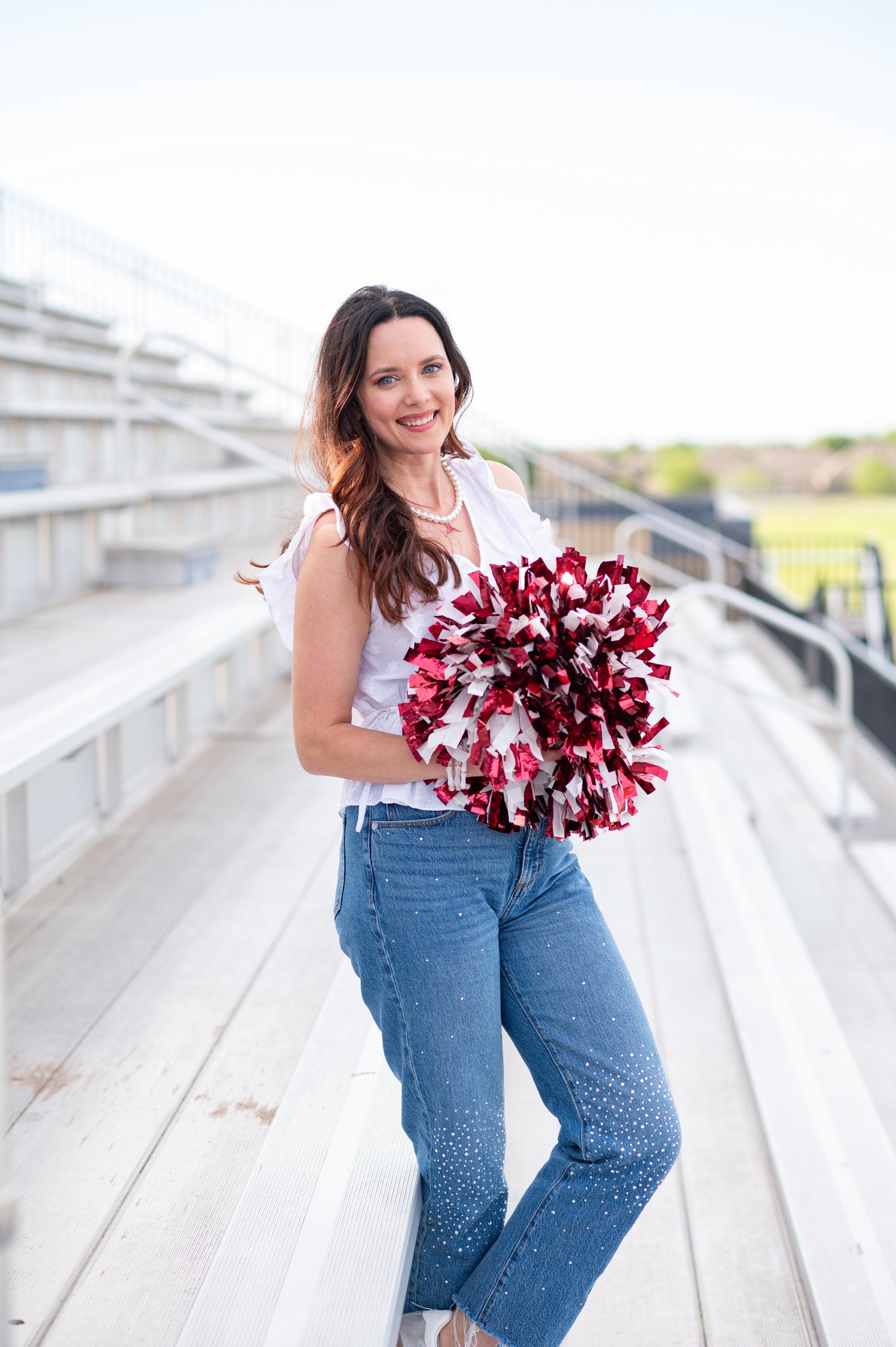 Oklahoma Boomer Sooner Horns Down OU/TEXAS Pearl Necklace
