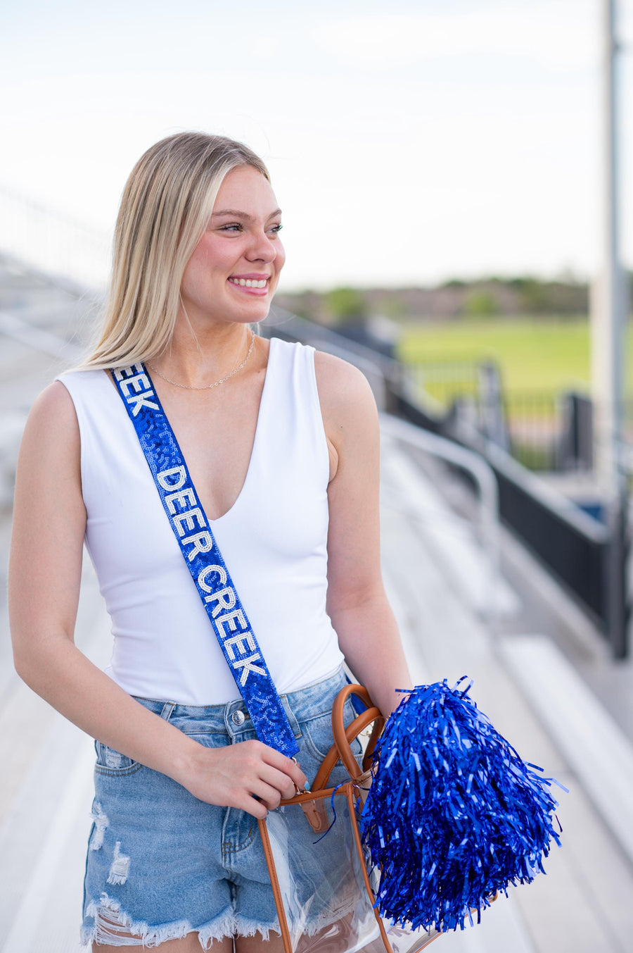 Deer Creek High School Gameday Purse Strap - Sequins - Gold Hardware - Edmond Oklahoma City