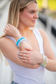 When Oceans Rise Paint Splatter and Lucite Summer Stretchy Bracelet Stack Gold or Silver