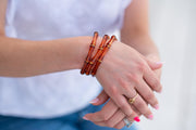 The Thin Bridgette Bamboo Acrylic Bangle Set in Tortoise (in Gold or Silver)