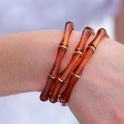 The Thin Bridgette Bamboo Acrylic Bangle Set in Tortoise (in Gold or Silver)