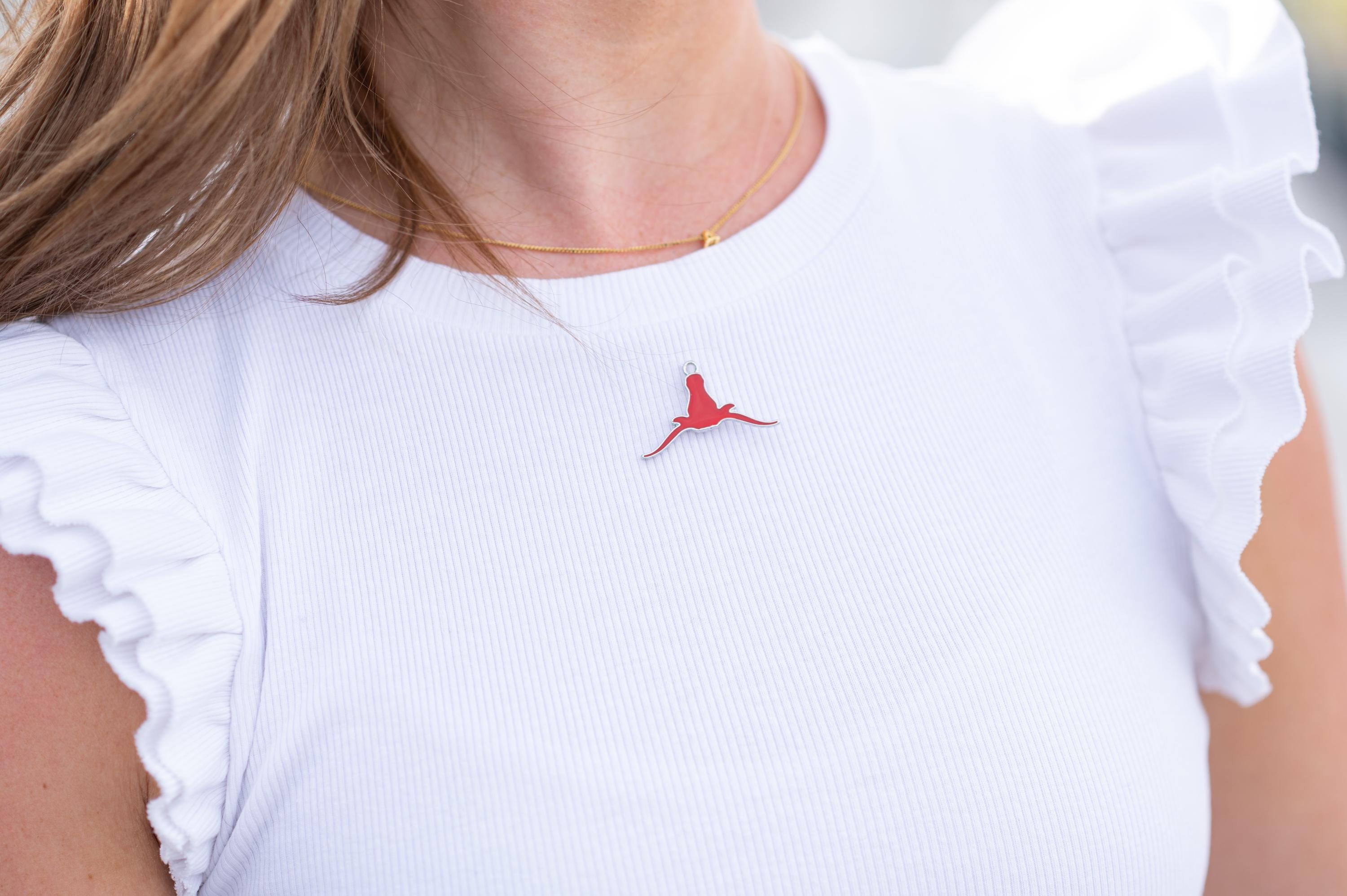 Oklahoma Boomer Sooner Horns Down OU/TEXAS Clear Necklace