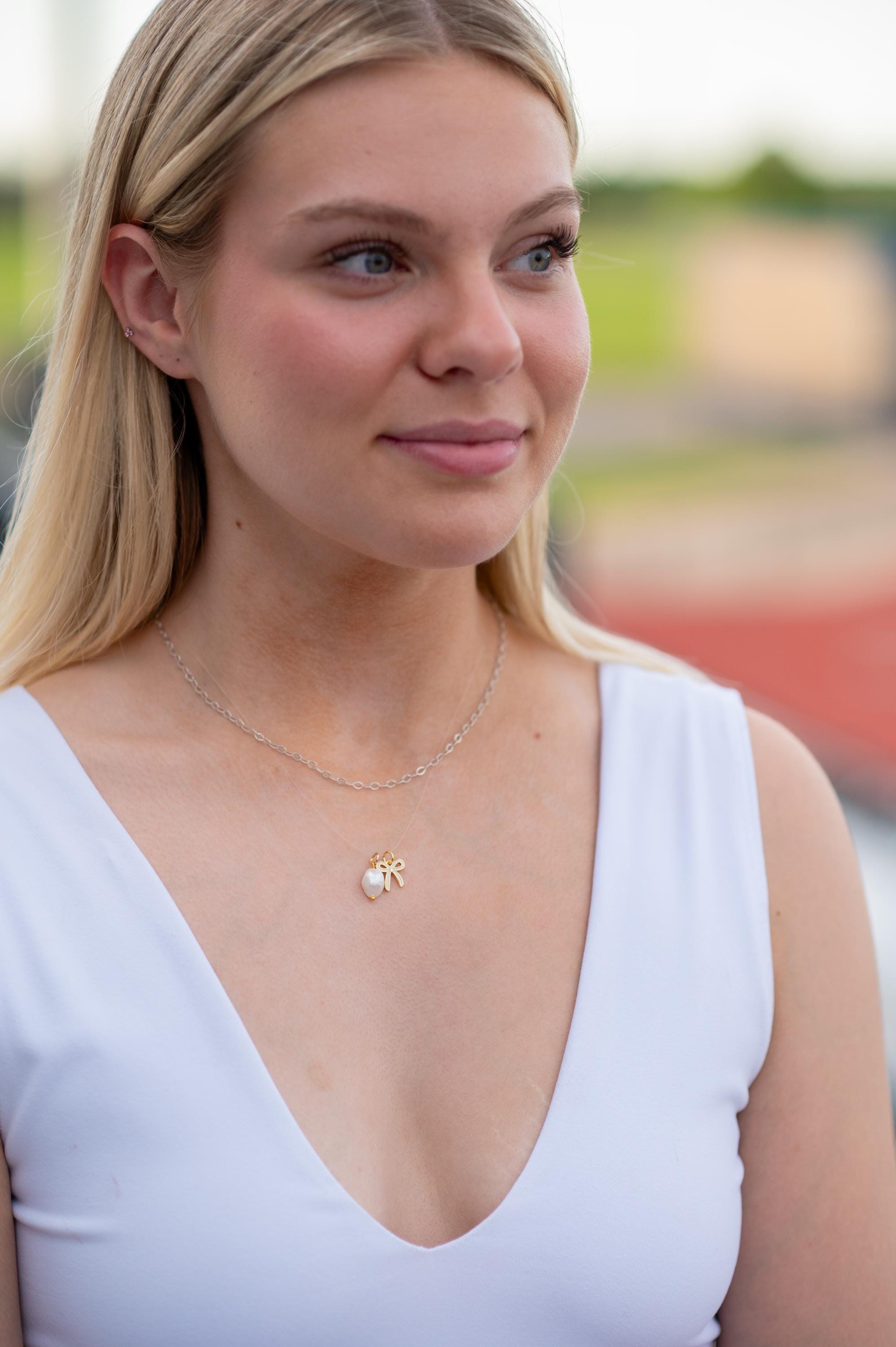 The Calista Coquette Bow & Pearl Simple Perfection Invisible Necklace