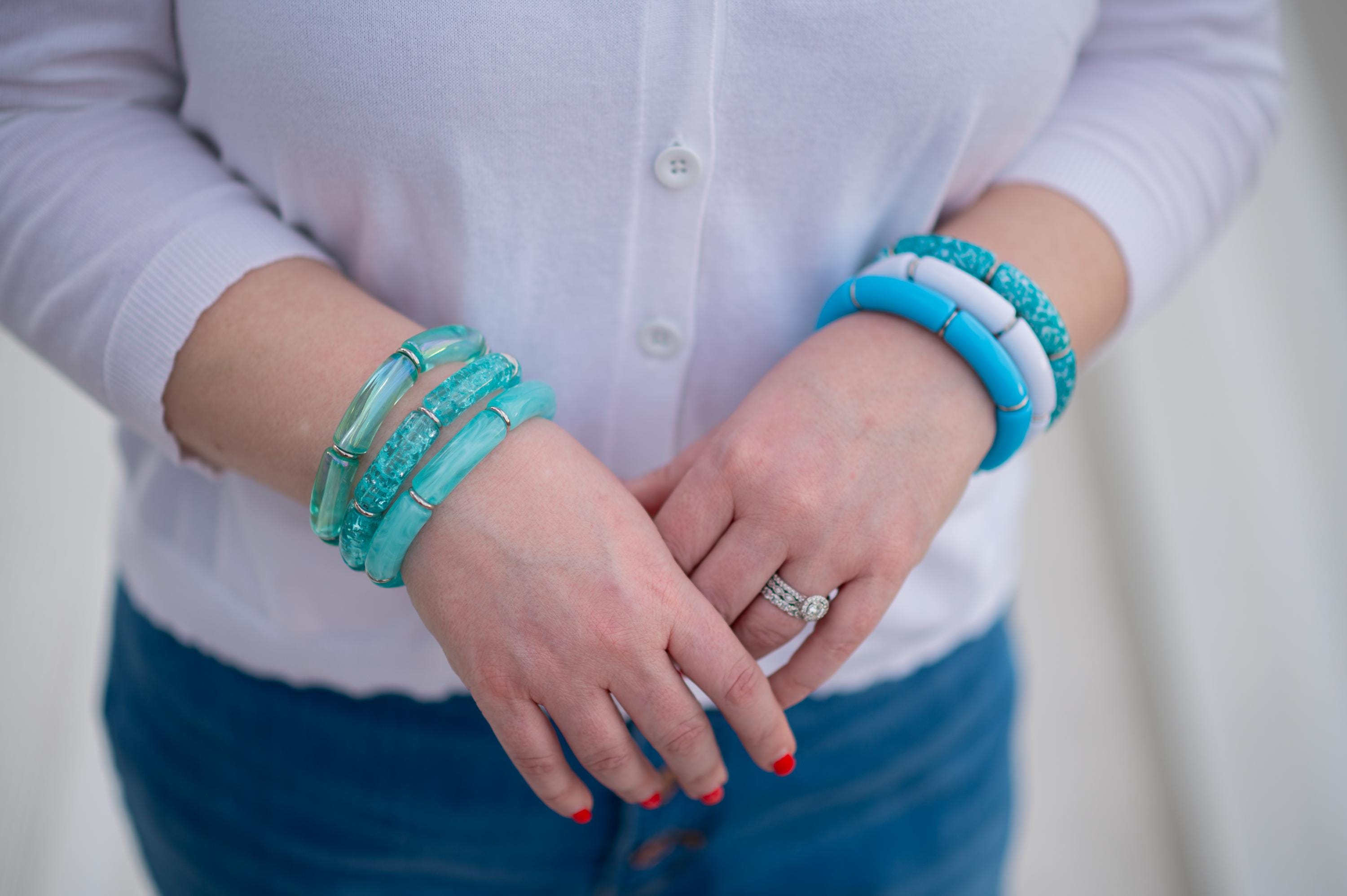 The Antigua Dreamy Waters Summer Stretchy Bracelet Stack Gold or Silver