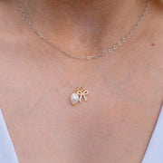 The Calista Coquette Bow & Pearl Simple Perfection Invisible Necklace