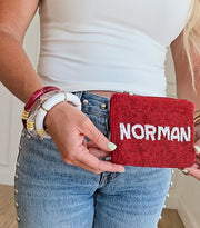Boomer Sooner OU hand Beaded  Gameday Coin Purse - Norman