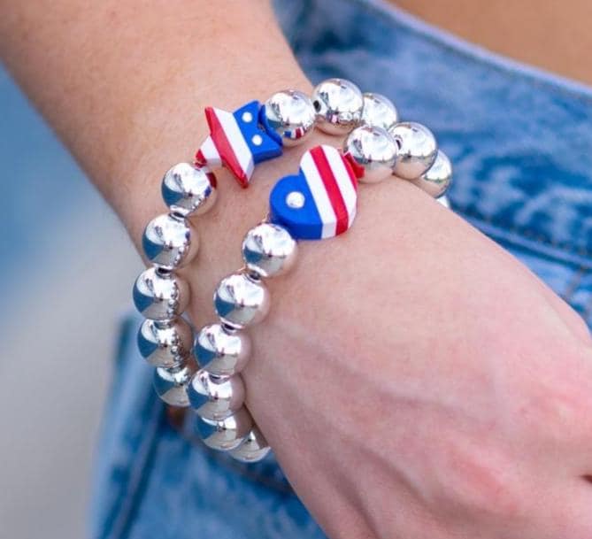 PATRIOTIC HEART & SOUL Silver Bracelet Stack