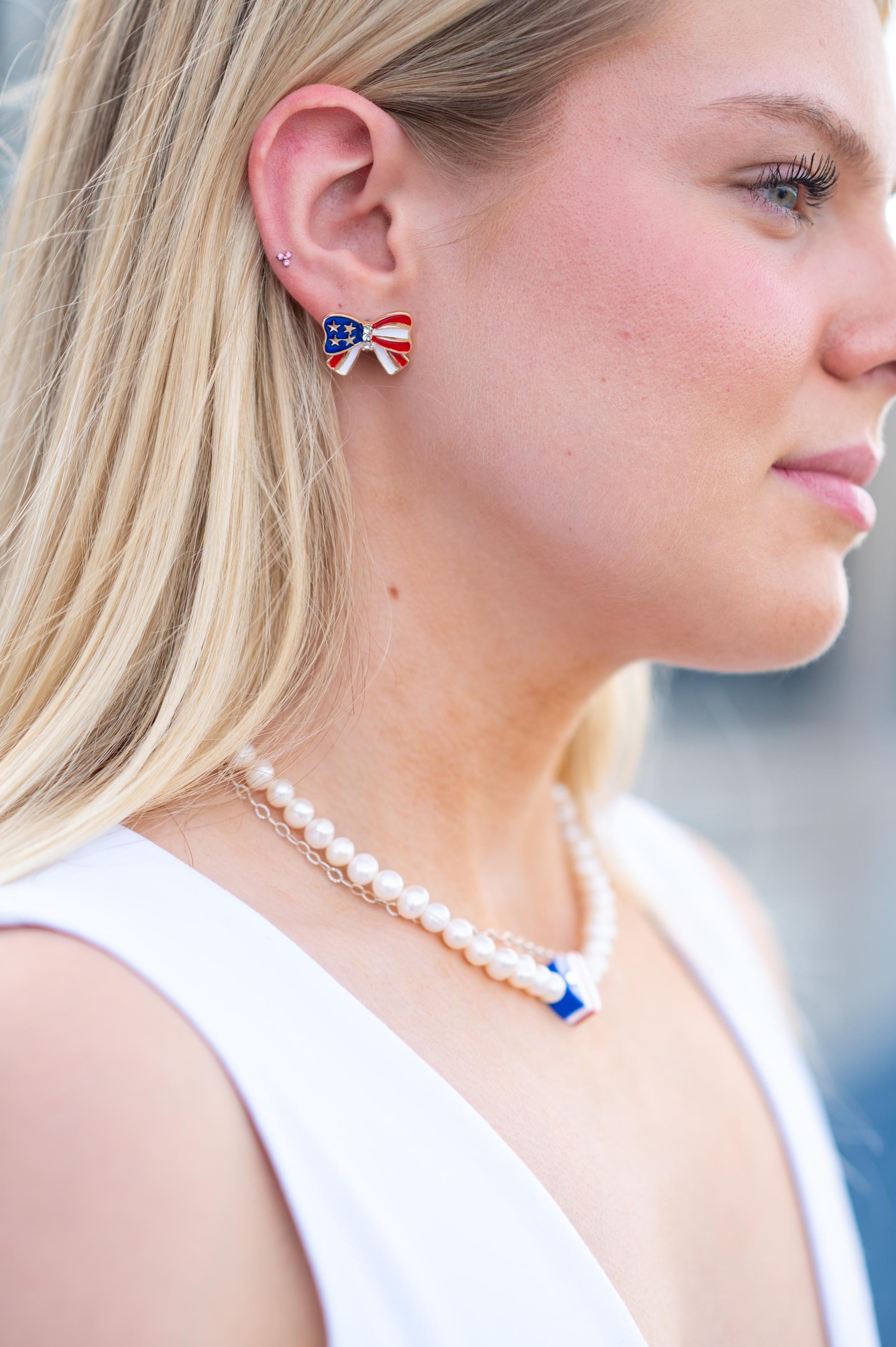 Yankee Doodle My Dandy Bow Earrings