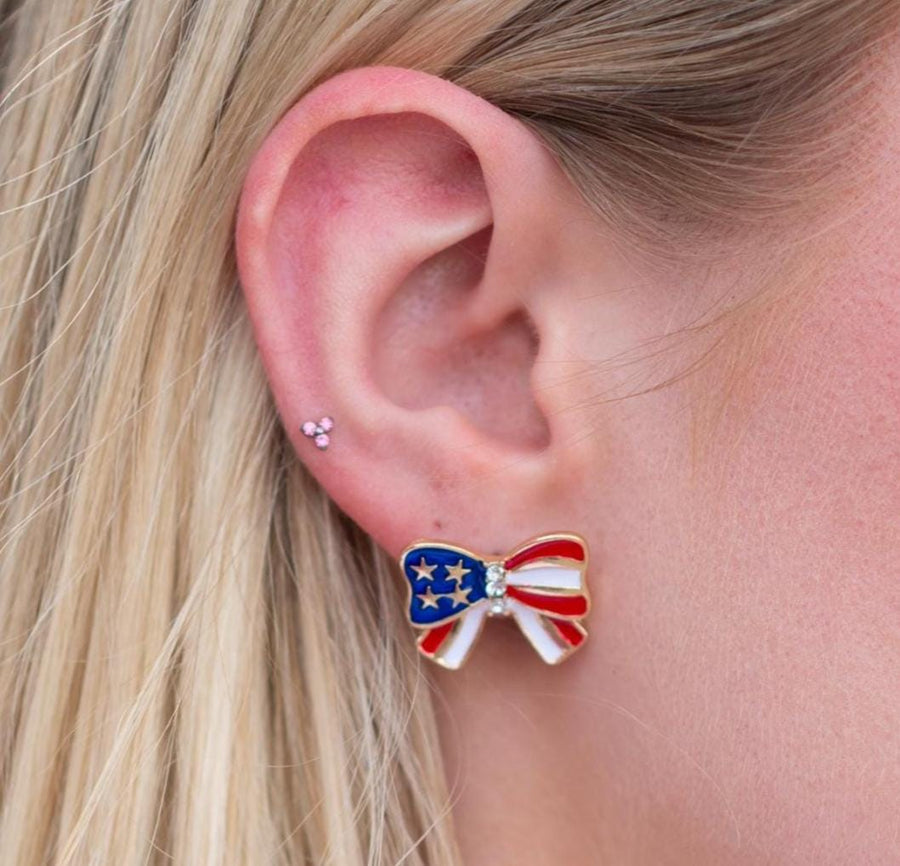 Yankee Doodle My Dandy Bow Earrings