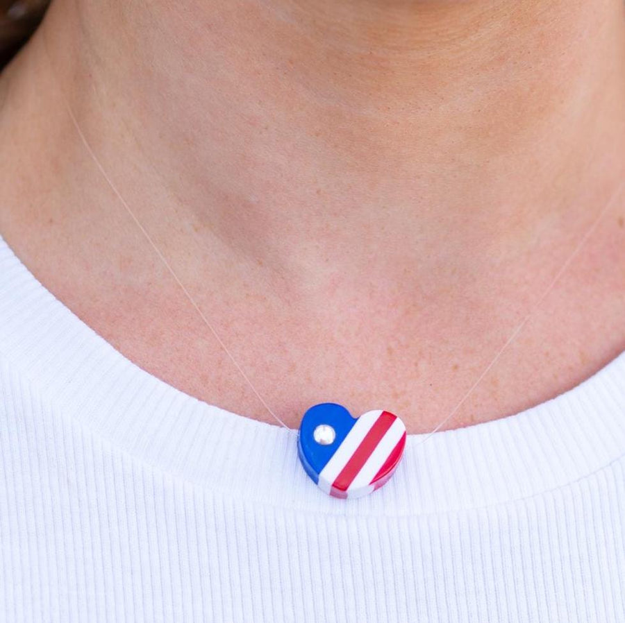 PATRIOTIC HEART & SOUL Invisible Heart Necklace - magnetic closure