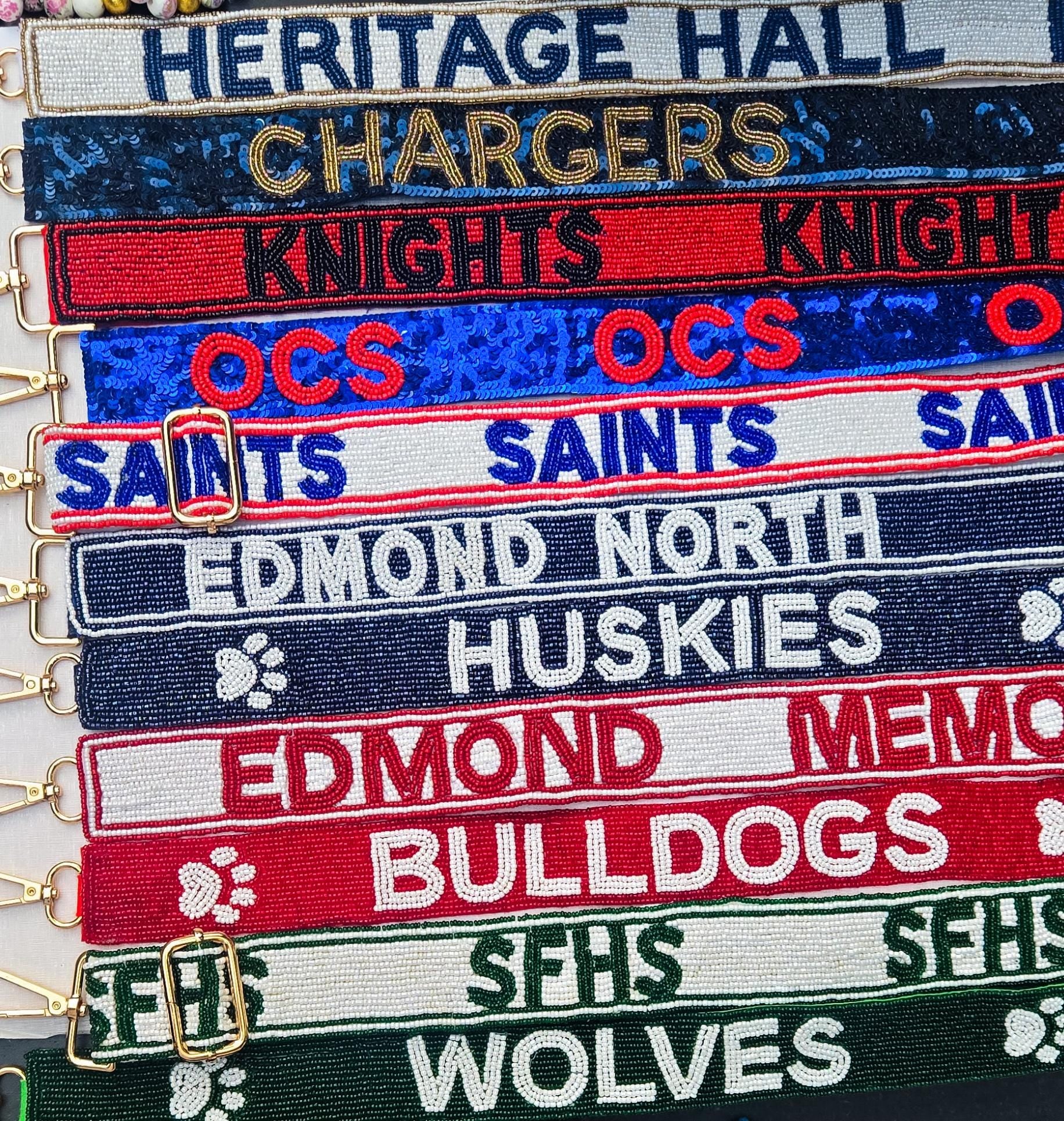 Heritage Hall High School Gameday Sequin Purse Strap - Gold Hardware - Edmond Oklahoma City