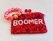 Boomer Sooner OU hand Beaded Sequins Gameday Coin Purse