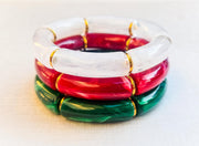 Christmas but Classy Marbled Stretchy Bracelet Stack Gold or Silver