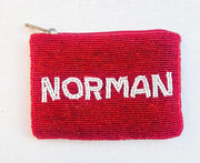 Boomer Sooner OU hand Beaded  Gameday Coin Purse - Norman