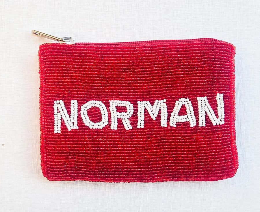Boomer Sooner OU hand Beaded  Gameday Coin Purse - Norman