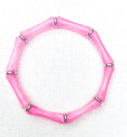 The Thin Bridgette Bamboo Acrylic Bangle Bracelet Set in Ballet Slipper Soft Pink (Gold or Silver)