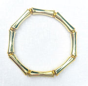 The Thin Bridgette Bamboo Acrylic Bangle Bracelet Set in Gold