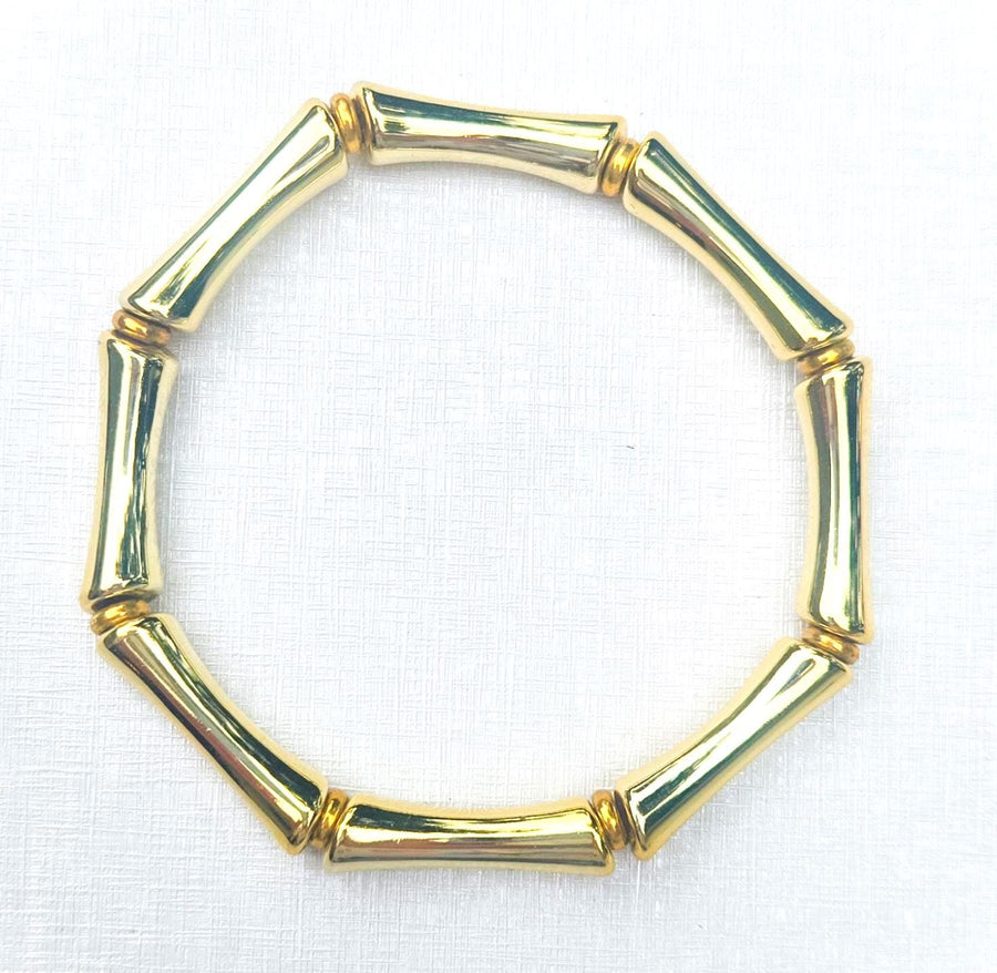 The Thin Bridgette Bamboo Acrylic Bangle Bracelet Set in Gold