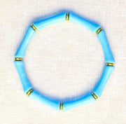 The Thin Bridgette Bamboo Acrylic Bangle Bracelet in Sea Salt Blue (Gold or Silver)