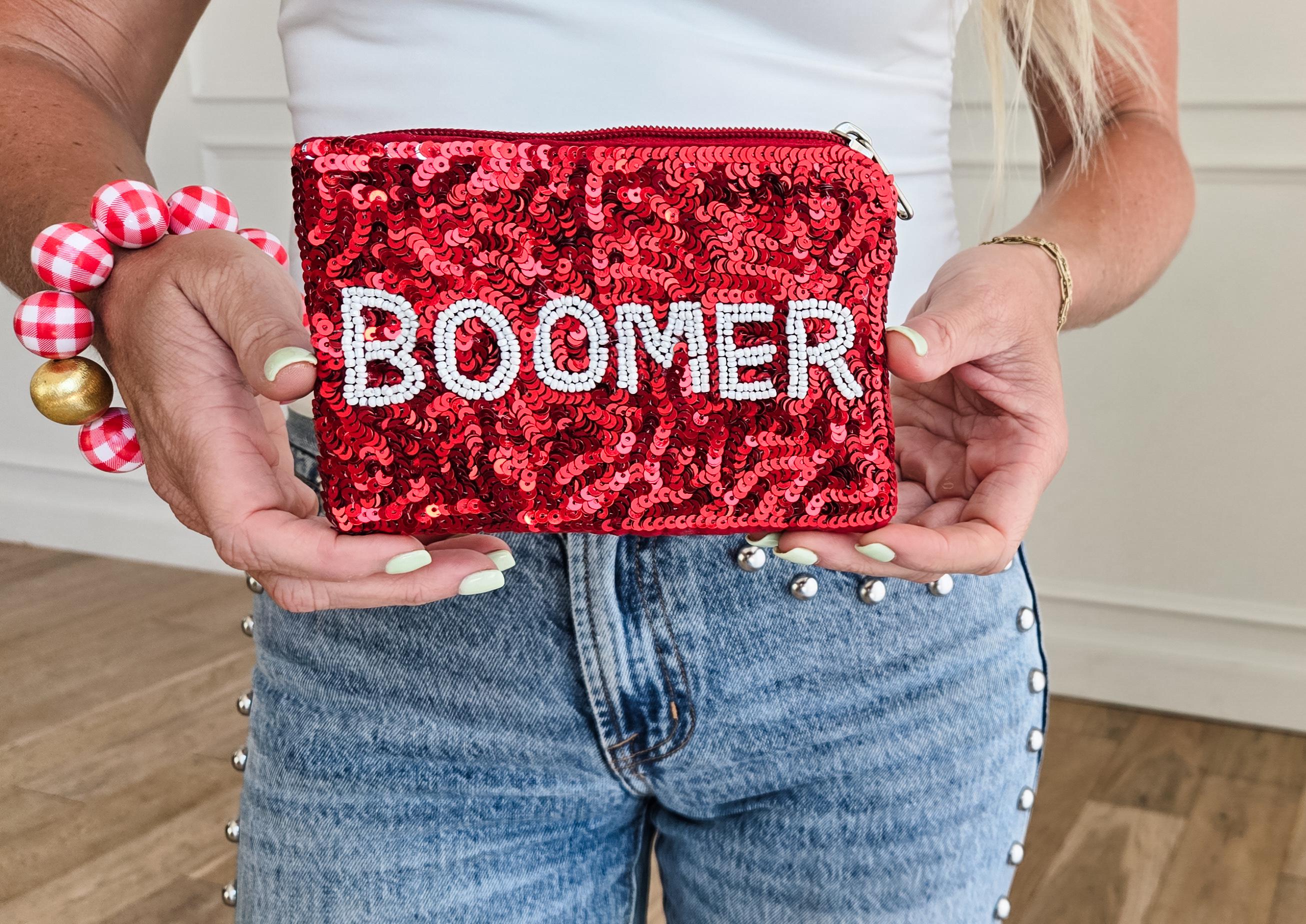 Boomer Sooner OU hand Beaded Sequins Gameday Coin Purse