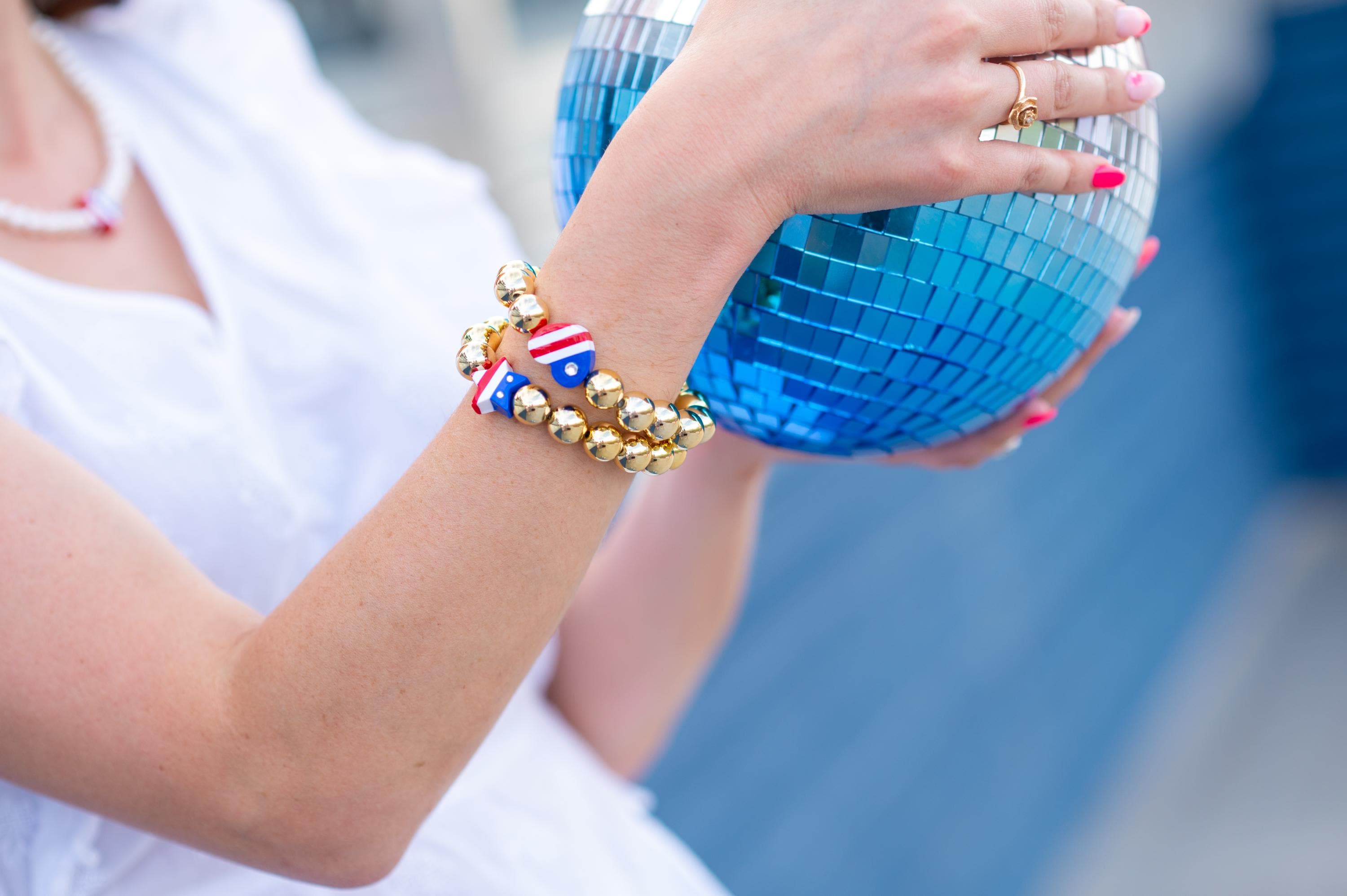 PATRIOTIC HEART & SOUL Gold Stretchy Bracelet Stack